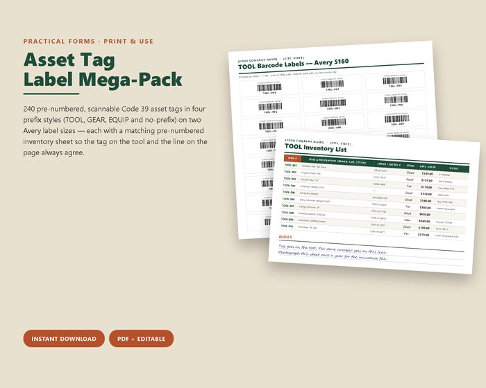 Asset Tag Label Mega-Pack